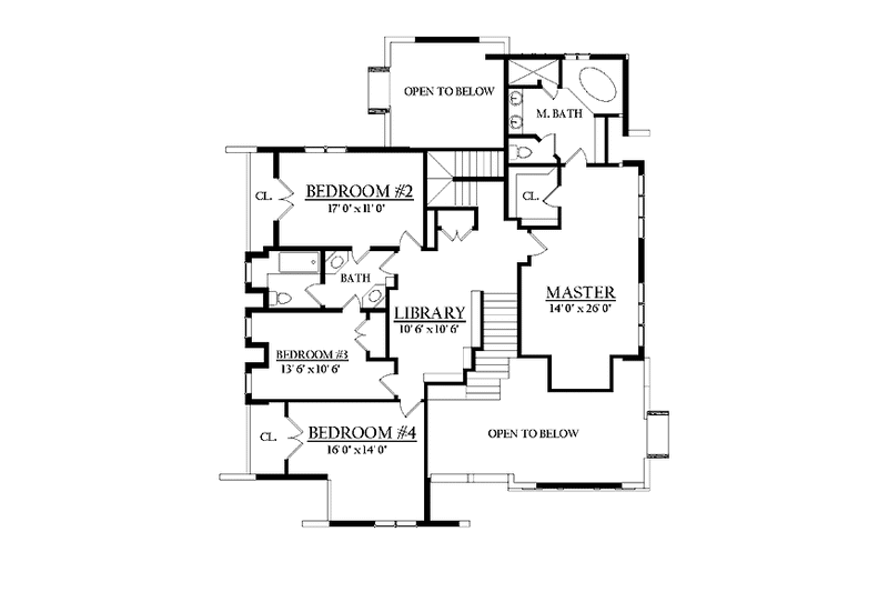 Home Plan - Floor Plan - Upper Floor for European House Plan #937-4 - 4 bed, 2.5 bath