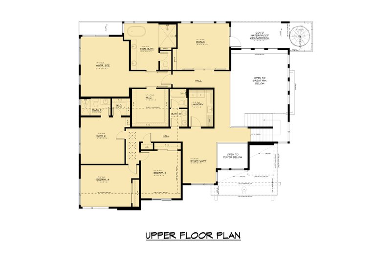 House Plan Design - Floor Plan - Upper Floor for Contemporary House Plan #1066-257 - 5 bed, 4.5 bath