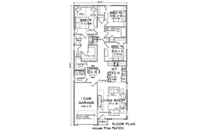 Home Plan - Floor Plan - Main Floor for Modern House Plan #513-2495 - 3 bed, 2 bath