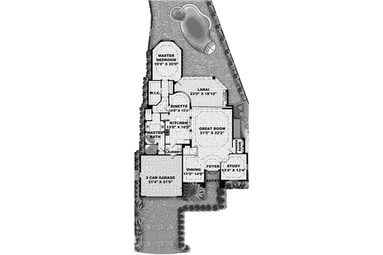 Floor Plan - Main Floor for Mediterranean House Plan #27-315 - 4 bed, 3.5 bath
