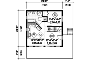 Floor Plan - Main Floor for Cabin House Plan #25-4272 - 2 bed, 2 bath