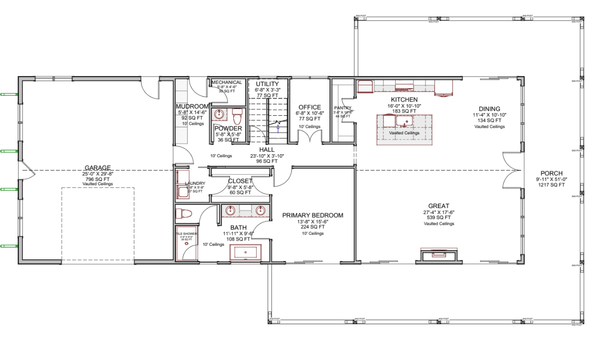 Barndominium Floor Plan - Main Floor Plan #1116-14
