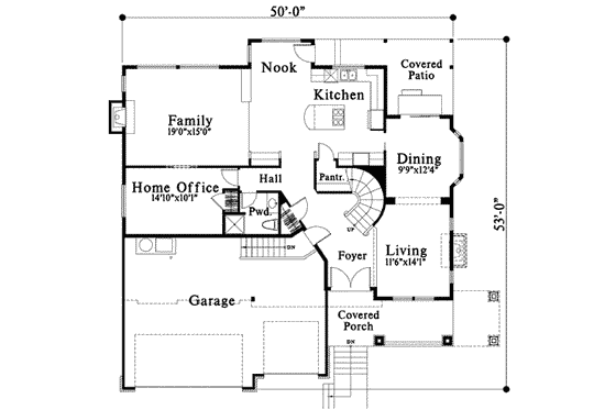 Floor Plan - Main Floor for Traditional House Plan #78-163 - 4 bed, 2.5 bath