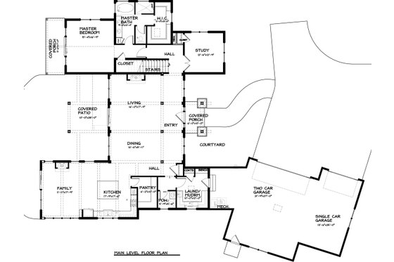 Floor Plan - Main Floor for Craftsman House Plan #895-33 - 3 bed, 2.5 bath