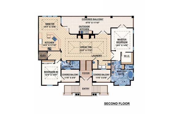 Floor Plan - Upper Floor for Mediterranean House Plan #548-8 - 4 bed, 0 bath