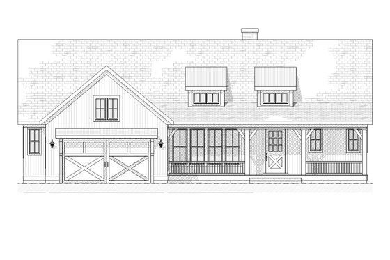 Exterior - Front Elevation 3 for Ranch House Plan #901-62 - 4 bed, 3 bath