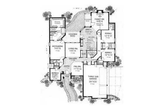 Floor Plan - Main Floor for European House Plan #310-600 - 4 bed, 3 bath
