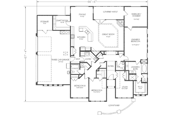 Floor Plan - Main Floor for Adobe / Southwestern House Plan #24-290 - 4 bed, 2.5 bath
