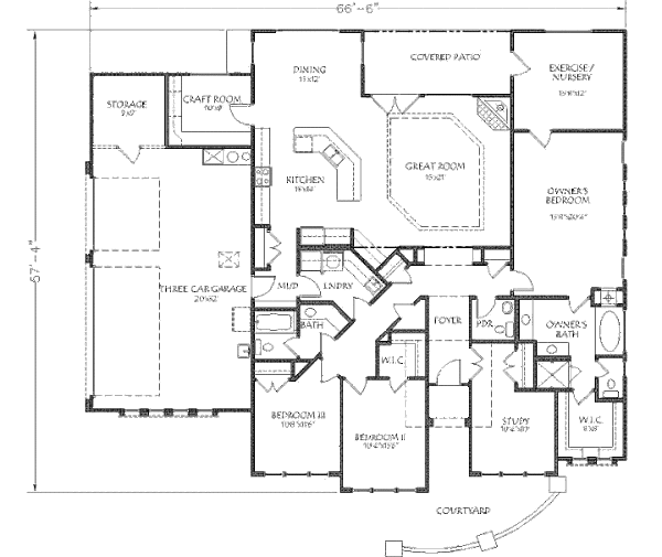 Adobe / Southwestern Floor Plan - Main Floor Plan #24-290
