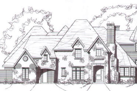 Exterior - Front Elevation for European House Plan #141-252 - 5 bed, 5.5 bath