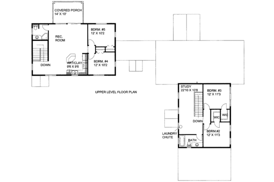 Floor Plan - Upper Floor for Bungalow House Plan #117-740 - 5 bed, 4 bath