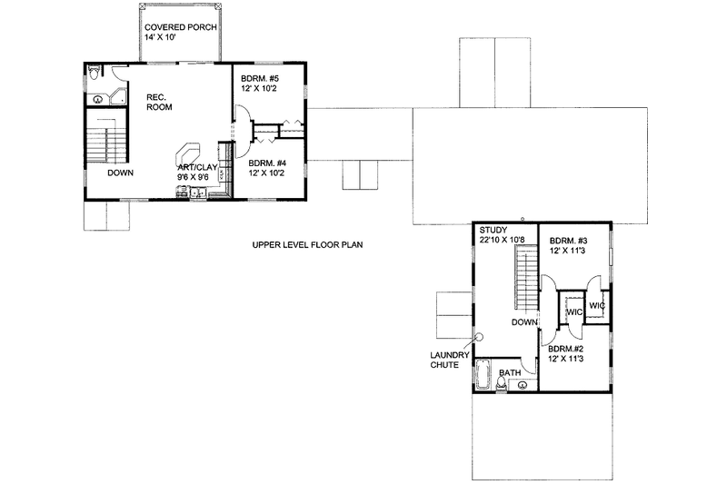 Dream House Plan - Floor Plan - Upper Floor for Bungalow House Plan #117-740 - 5 bed, 4 bath