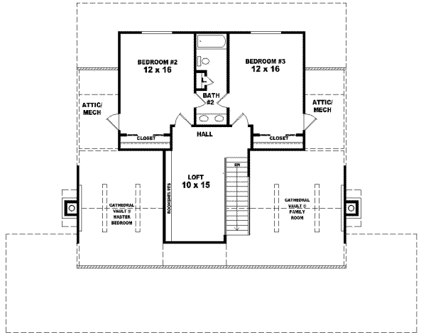 Southern Floor Plan - Upper Floor Plan #81-730