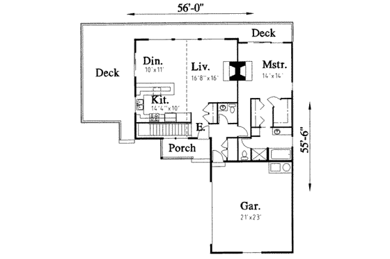 Floor Plan - Main Floor for Traditional House Plan #303-349 - 4 bed, 2.5 bath