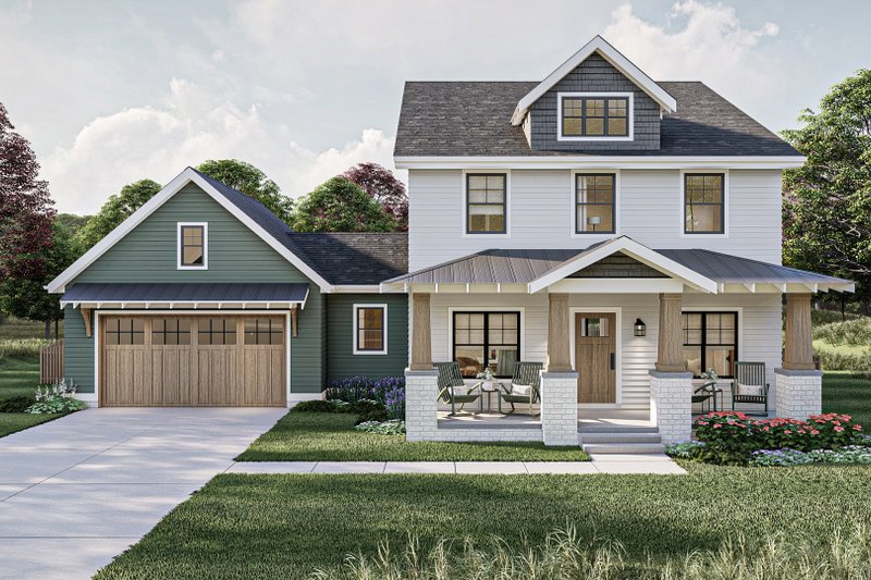 House Blueprint - Craftsman Exterior - Front Elevation Plan #455-636