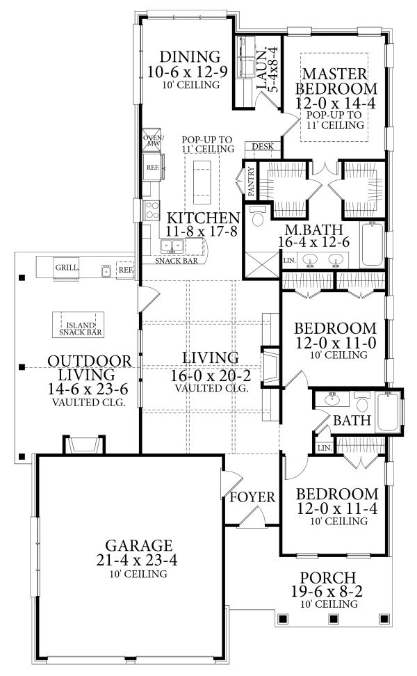 Architectural House Design - Cottage Floor Plan - Main Floor Plan #406-9660