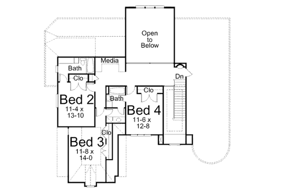 Floor Plan - Upper Floor for European House Plan #119-323 - 4 bed, 3.5 bath