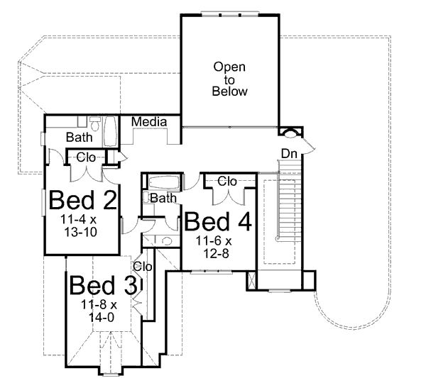 European Floor Plan - Upper Floor Plan #119-323