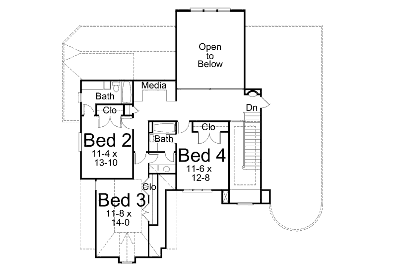 Dream House Plan - Floor Plan - Upper Floor for European House Plan #119-323 - 4 bed, 3.5 bath