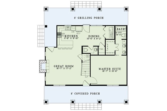 Floor Plan - Main Floor for Country House Plan #17-2521 - 3 bed, 2.5 bath