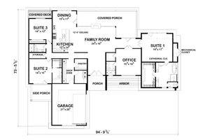 Floor Plan - Main Floor for Modern House Plan #20-2567 - 3 bed, 4 bath