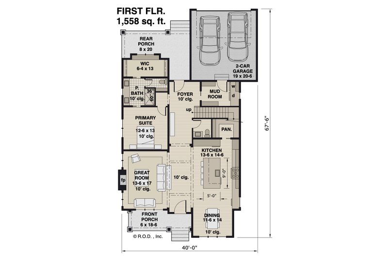 Dream House Plan - Floor Plan - Main Floor for Farmhouse House Plan #51-1260 - 3 bed, 3.5 bath