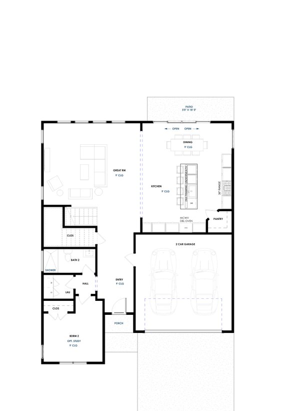 Dream House Plan - Floor Plan - Main Floor for Contemporary House Plan #1129-25 - 4 bed, 3 bath