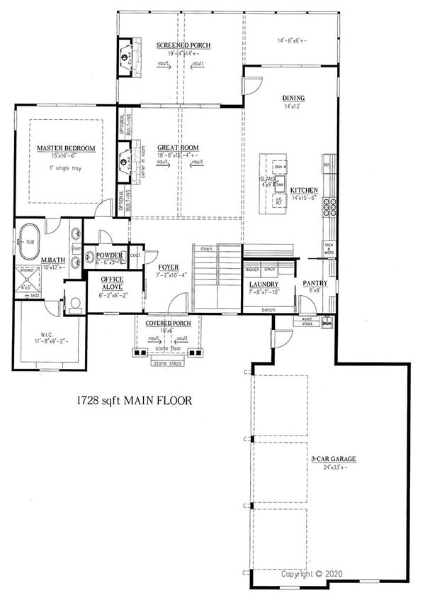 Architectural House Design - Craftsman Floor Plan - Main Floor Plan #437-123