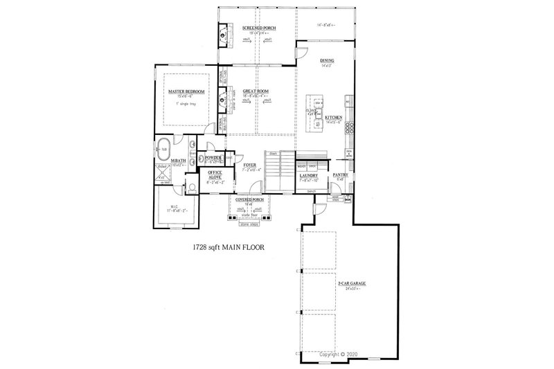 Home Plan - Floor Plan - Main Floor for Craftsman House Plan #437-123 - 3 bed, 3.5 bath