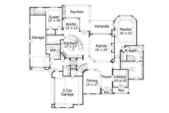 Floor Plan - Main Floor for European House Plan #411-653 - 5 bed, 4.5 bath
