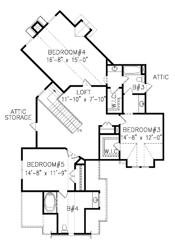Dream House Plan - Craftsman Floor Plan - Upper Floor Plan #54-280