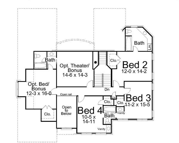 Traditional Floor Plan - Upper Floor Plan #119-353