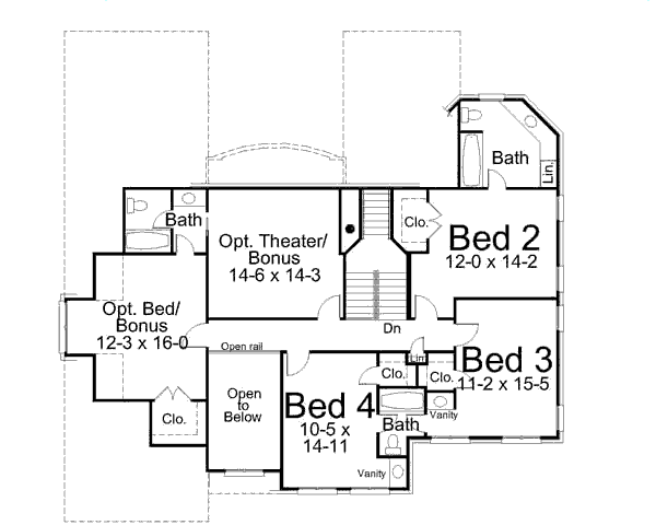 House Blueprint - Traditional Floor Plan - Upper Floor Plan #119-353