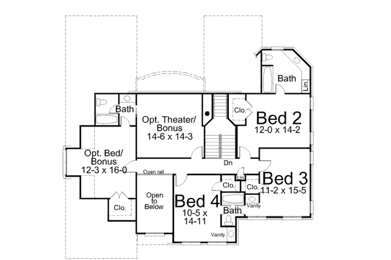 Dream House Plan - Floor Plan - Upper Floor for Traditional House Plan #119-353 - 4 bed, 3.5 bath
