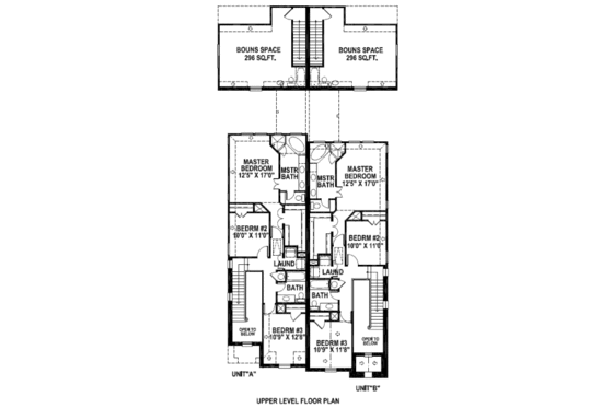 Floor Plan - Upper Floor for European House Plan #141-260 - 3 bed, 2.5 bath