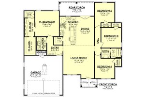 Floor Plan - Main Floor for Farmhouse House Plan #430-335 - 4 bed, 2 bath