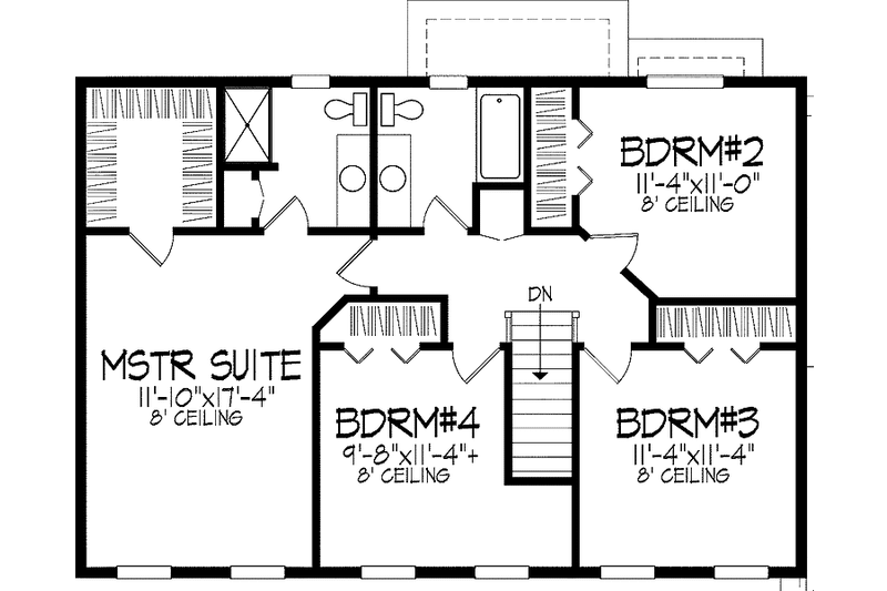 Dream House Plan - Floor Plan - Upper Floor for Colonial House Plan #51-725 - 4 bed, 2.5 bath