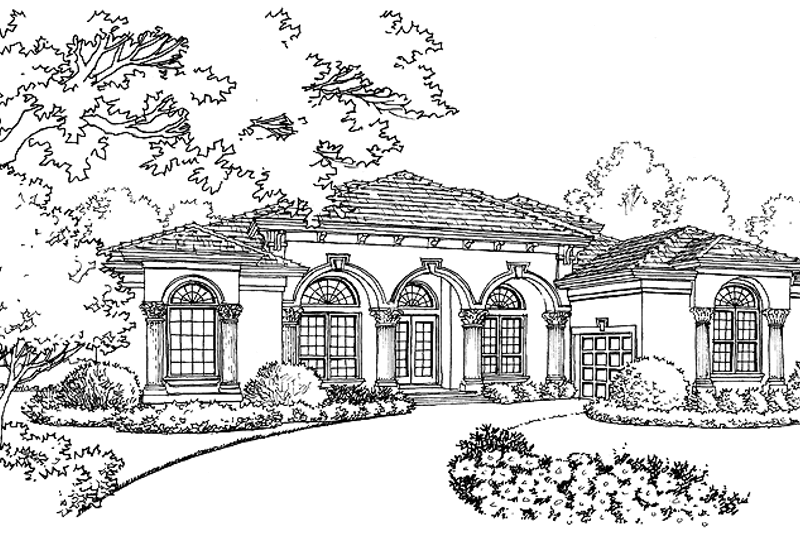 Architectural House Design - Mediterranean Exterior - Front Elevation Plan #417-636