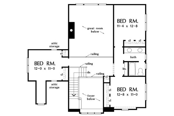 Floor Plan - Upper Floor for Country House Plan #929-19 - 4 bed, 2.5 bath