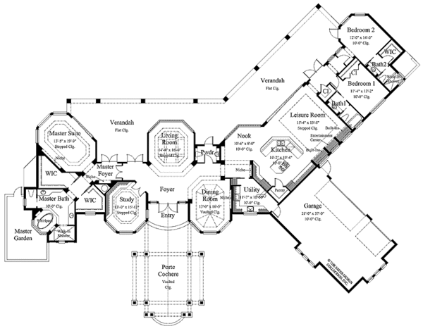 Architectural House Design - Mediterranean Floor Plan - Main Floor Plan #930-310