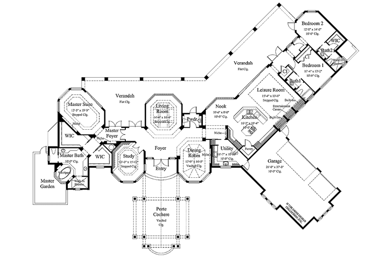 Home Plan - Floor Plan - Main Floor for Mediterranean House Plan #930-310 - 3 bed, 3.5 bath