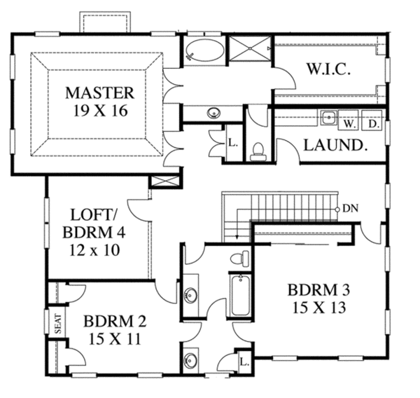 Architectural House Design - Traditional Floor Plan - Upper Floor Plan #1053-52