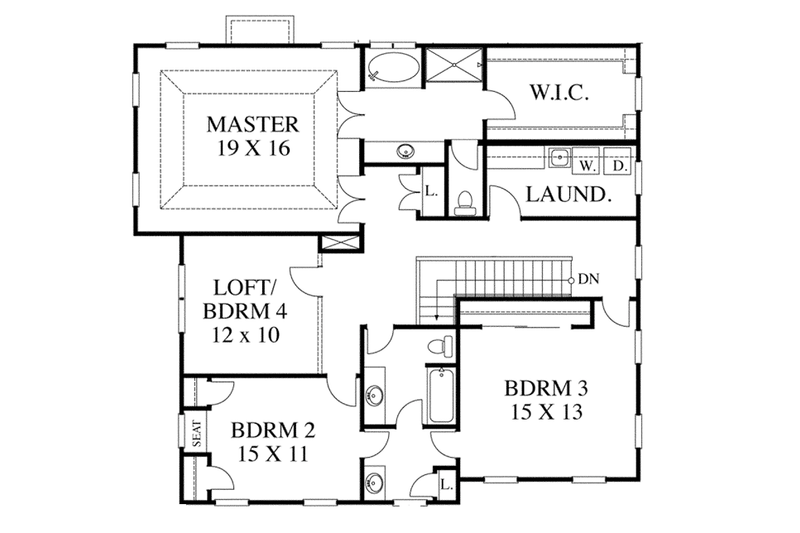 Architectural House Design - Floor Plan - Upper Floor for Traditional House Plan #1053-52 - 3 bed, 2.5 bath