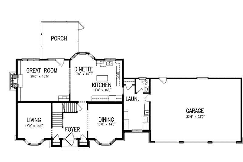 Dream House Plan - Floor Plan - Main Floor for Country House Plan #320-987 - 4 bed, 2.5 bath