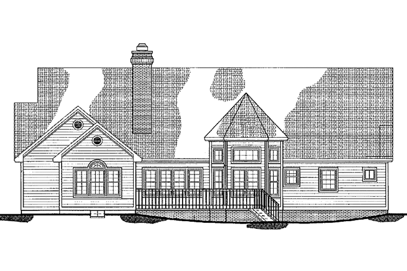 House Blueprint - Exterior - Rear Elevation for Country House Plan #72-1002 - 3 bed, 2.5 bath