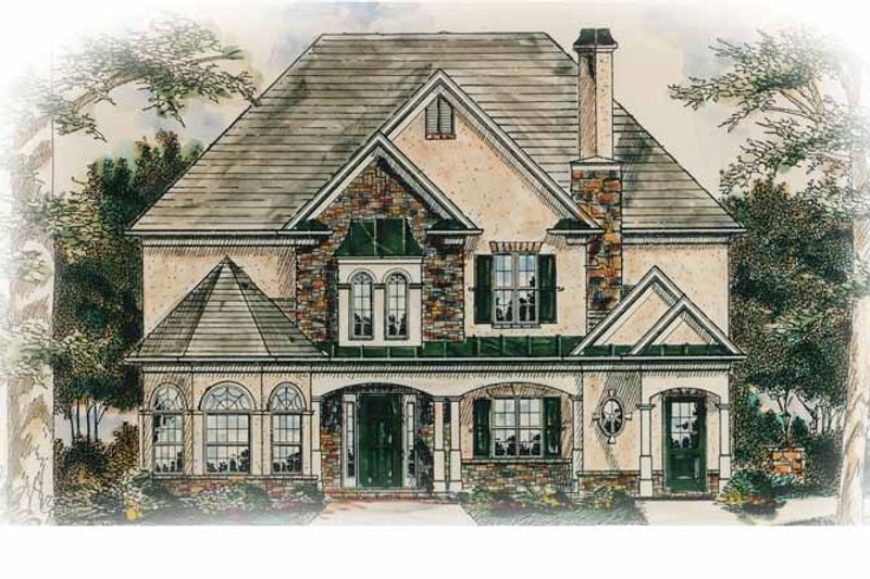 House Blueprint - European Exterior - Front Elevation Plan #54-244