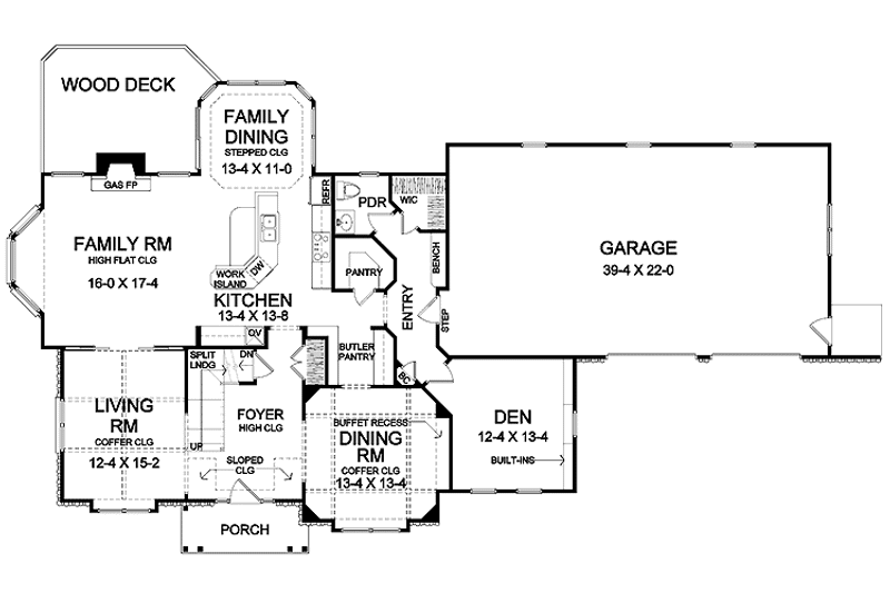 House Design - Floor Plan - Main Floor for Traditional House Plan #328-368 - 4 bed, 3.5 bath