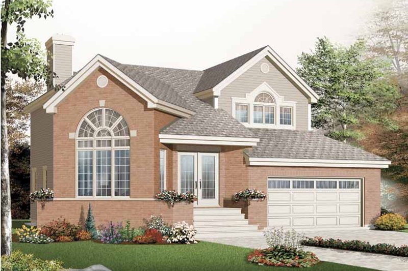 House Blueprint - Exterior - Front Elevation 3 for European House Plan #23-2390 - 3 bed, 1.5 bath