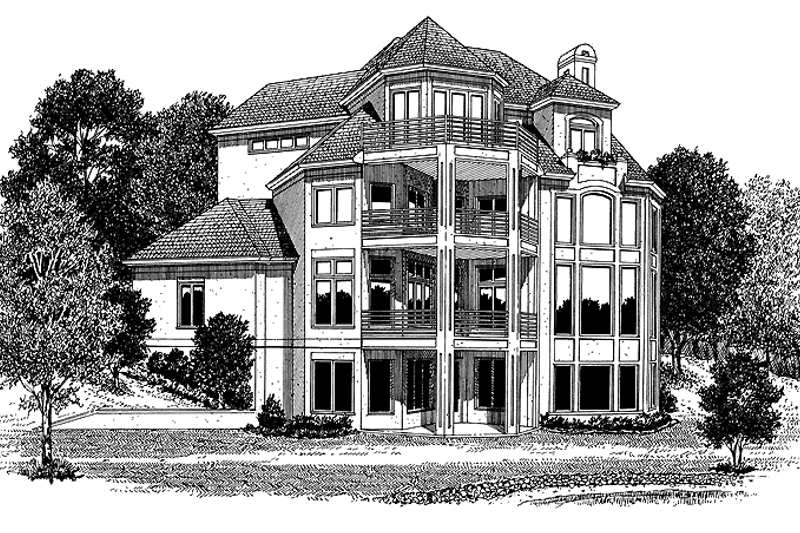 Architectural House Design - Exterior - Rear Elevation 1 for Mediterranean House Plan #453-201 - 4 bed, 5.5 bath