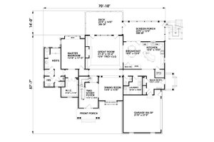 Floor Plan - Main Floor for Traditional House Plan #30-345 - 4 bed, 4.5 bath